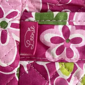 Leenie Pink floral Lunch bag unused plastic lining long shoulder strap